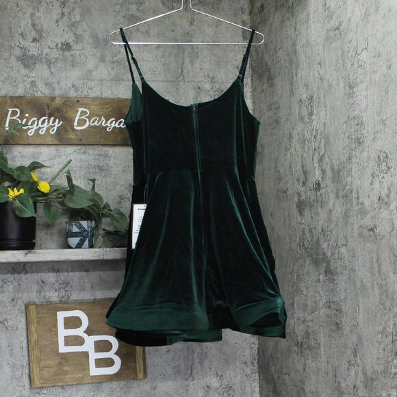 NWT B. Darlin Square Neck Asymmetric Layered Skirt Mini Dress Dark Green 15/16 - Picture 5 of 9